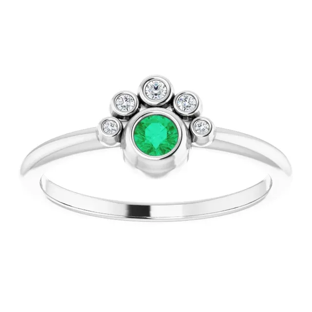 Trendy Piece Vintage Trinket 14K White Emerald & .04 CTW Diamond Ring