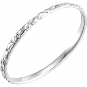 14K White Etched Ring Evening Wear