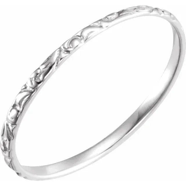 14K White Etched Ring Evening Wear