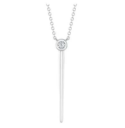 Charming Features 14K White Gold Round Shape Diamond Drop Pendant with a 14K White Gold Cable Link Necklace (.08ctw)