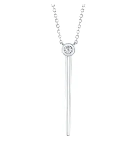 Charming Features 14K White Gold Round Shape Diamond Drop Pendant with a 14K White Gold Cable Link Necklace (.08ctw)