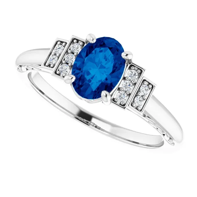14K White Lab-Grown Lab-Grown Blue Sapphire & .05 CTW Diamond Ring Future Classic Timeless Form