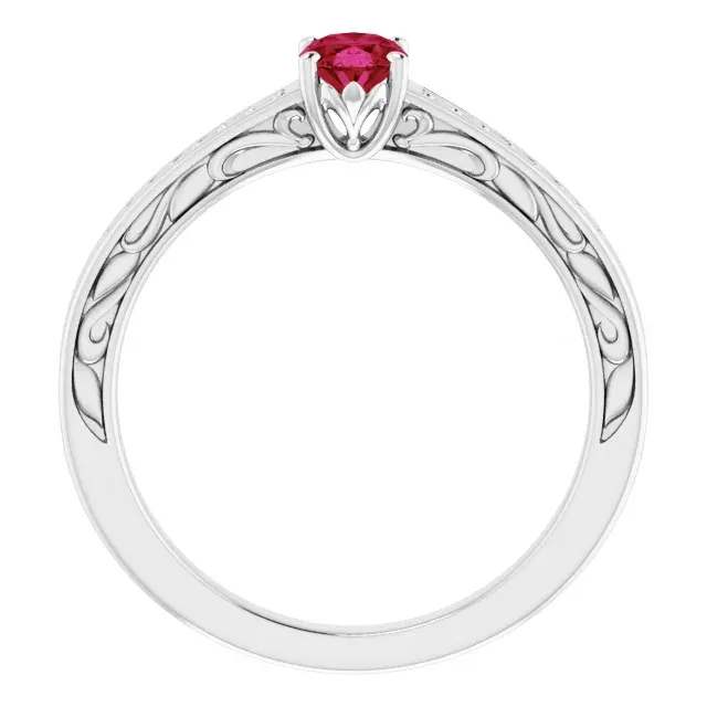 14K White Lab-Grown Ruby Ring Minimal Choice