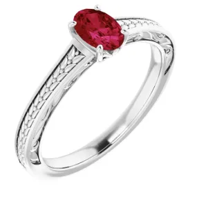 Refined Jewelry 14K White Lab-Grown Ruby Ring