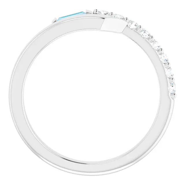 Assembly Required Polished Accessory 14K White London Blue Topaz & 1/6 CTW Diamond Bypass Ring