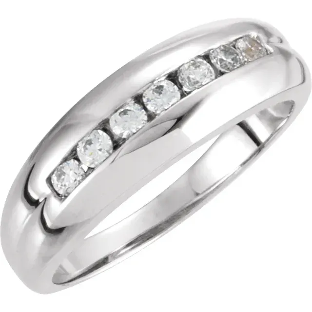 14K White Men's 3/8 CTW Diamond Ring Compact Design Universal Gift
