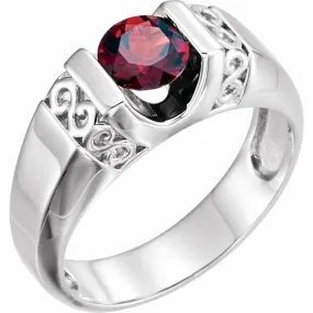 Weekend Ready 14K White Men's Mozambique Garnet Ring