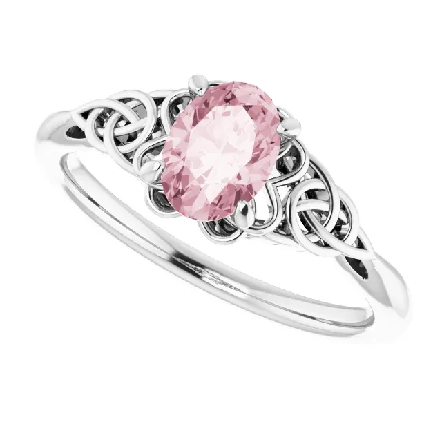 Balanced Motion Timeless Symbol 14K White Morganite Celtic-Inspired Ring