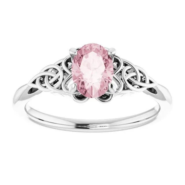 Contemporary Adornment 14K White Morganite Celtic-Inspired Ring
