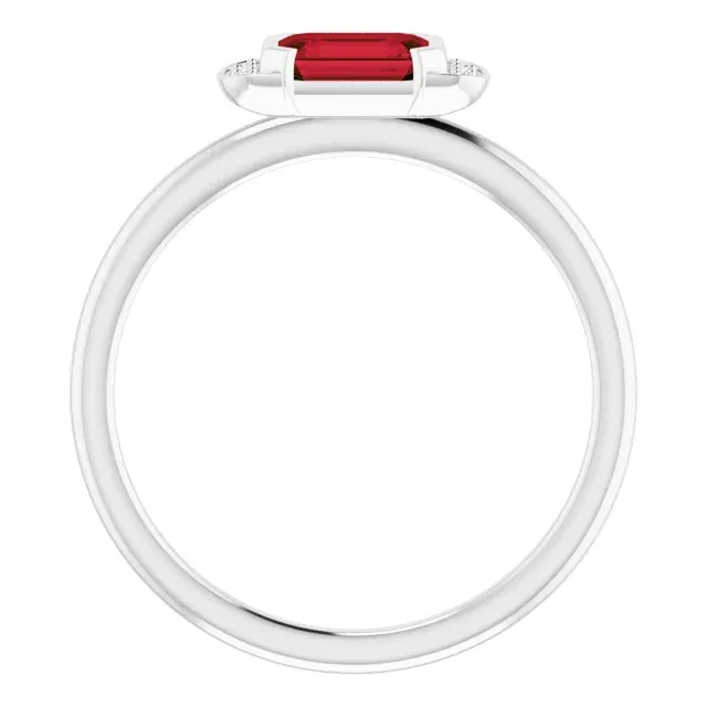 Premium Craft High Maintenance 14K White Mozambique Garnet & .02 CTW Diamond Stackable Ring