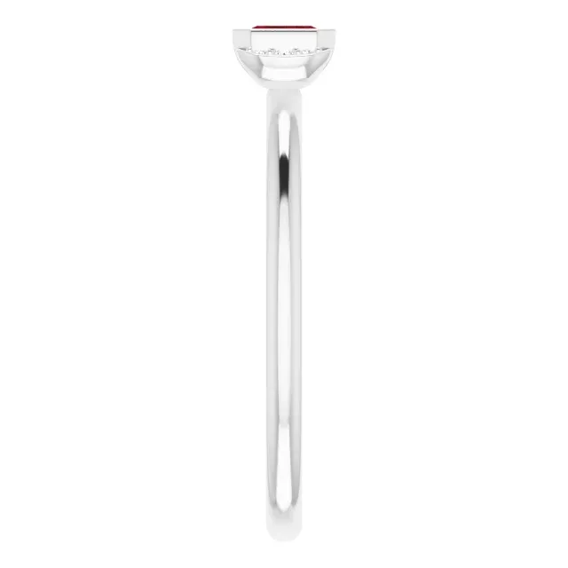 Textured Finish 14K White Mozambique Garnet & .02 CTW Diamond Stackable Ring