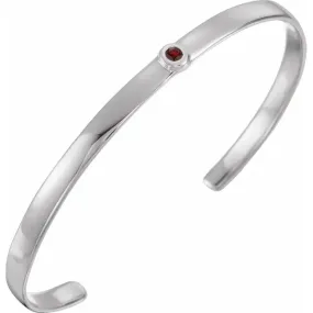 Surprising Element 14K White Mozambique Garnet Cuff 6" Bracelet