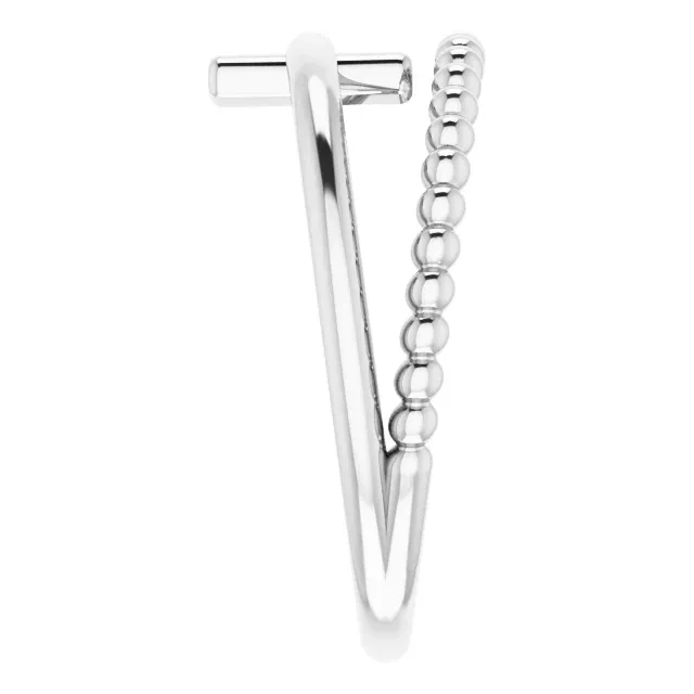 Superior Symbol 14K White Negative Space & Beaded Cross Ring