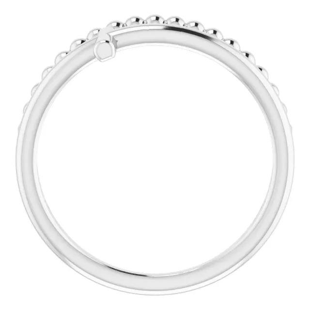Minimalist Product 14K White Negative Space & Beaded Cross Ring