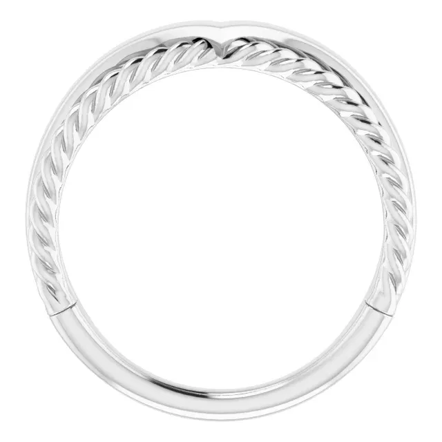 14K White Negative Space Rope Ring Dramatic Detail