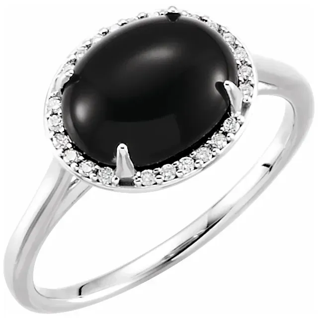 Stylish Pick Carbon Neutral 14K White Onyx & .04 CTW Diamond Ring