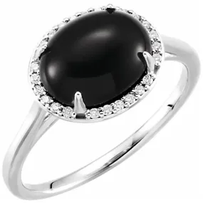 14K White Onyx & .04 CTW Diamond Ring Modern Edge Economical Embellishment