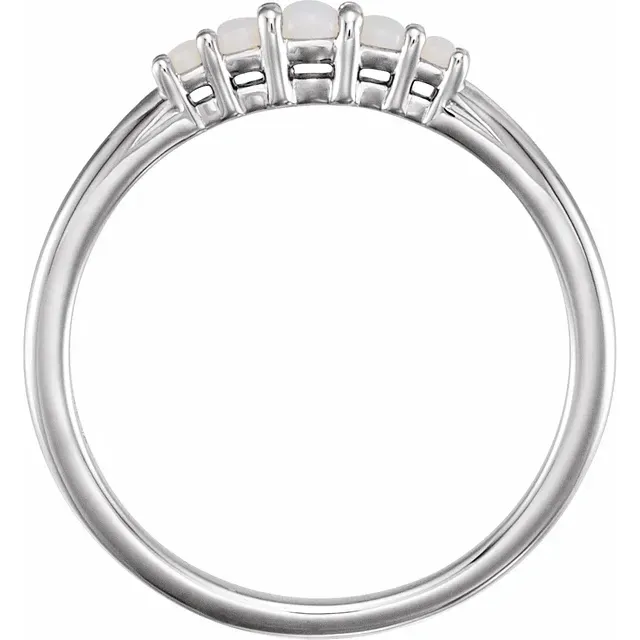 Elegant Structure Artisan Statement 14K White Opal Graduated Five-Stone Ring