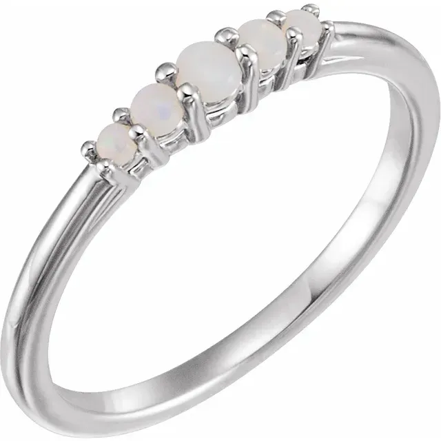 14K White Opal Graduated Five-Stone Ring Recycled Content