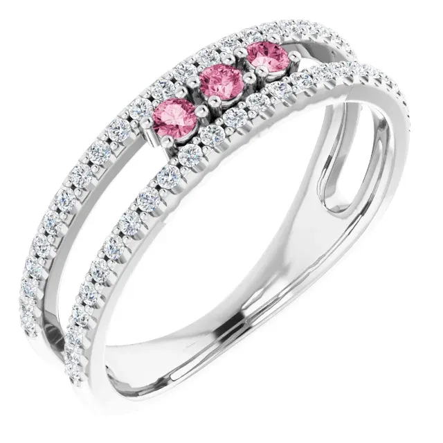 Artistic Adornment Signature Gift 14K White Pink Tourmaline & 1/4 CTW Diamond Ring