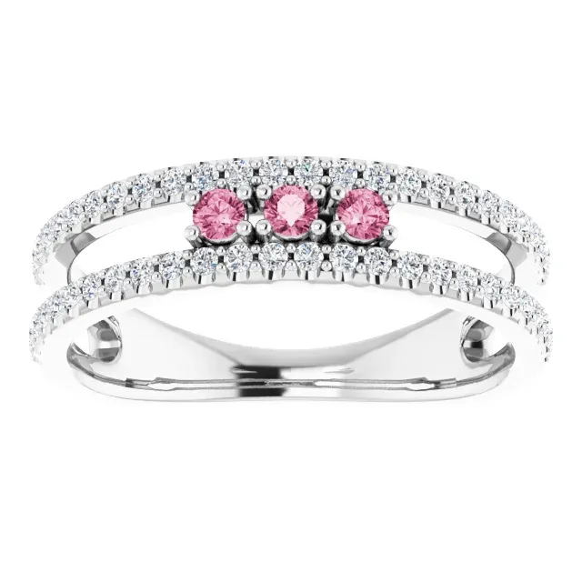 14K White Pink Tourmaline & 1/4 CTW Diamond Ring Event Jewelry