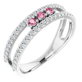 Artistic Adornment Signature Gift 14K White Pink Tourmaline & 1/4 CTW Diamond Ring