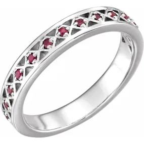 Convenient Style 14K White Ruby Stackable Ring