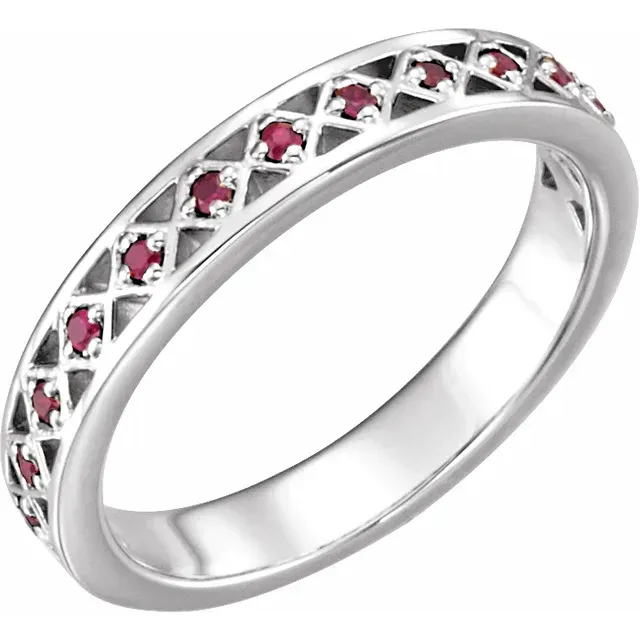 14K White Ruby Stackable Ring Value Style Cute Present