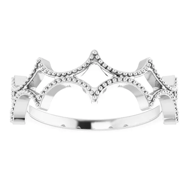 14K White Stackable Geometric Ring Complex pattern Unique Creation