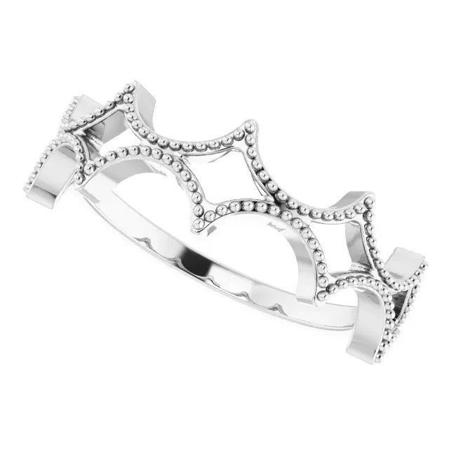 14K White Stackable Geometric Ring Balanced Design Customizable style