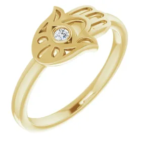 Chic Jewelry Unique Creation 14K Yellow .03 CTW Diamond Hamsa Ring