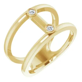 Quality Accessory Couple Matching 14K Yellow .06 CTW Diamond Two-Stone Negative Space Ring