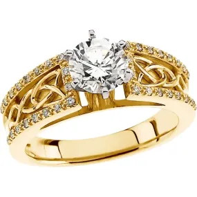 14K Yellow 1 1/4 CTW Diamond Celtic-Inspired Engagement Ring Jewelry Article
