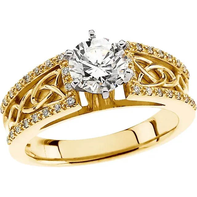 14K Yellow 1 1/4 CTW Diamond Celtic-Inspired Engagement Ring Jewelry Article