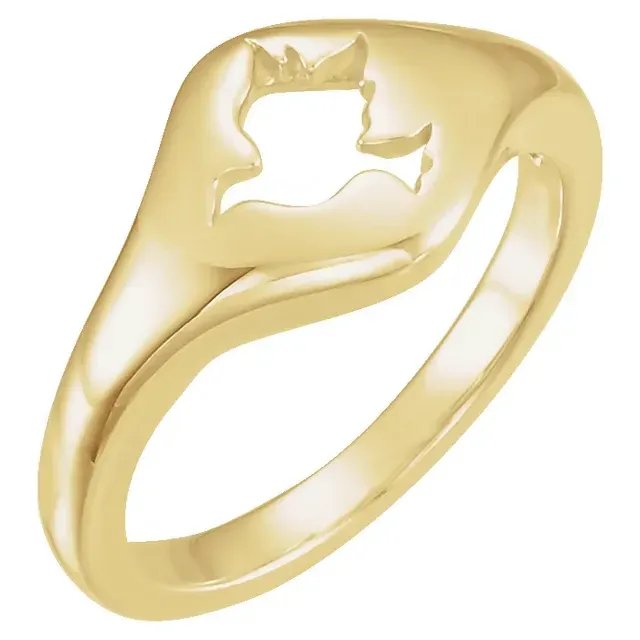 No Brand Groundbreaking Design 14K Yellow 10.5mm Dove Ring