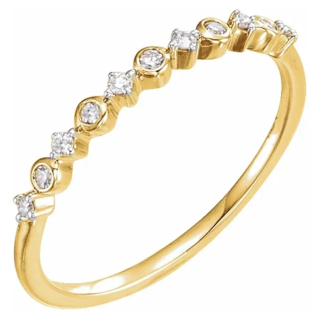 14K Yellow 1/10 CTW Diamond Ring Elegant Accent Delicate Decoration