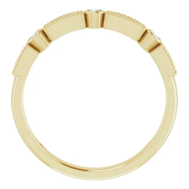 14K Yellow 1/10 CTW Diamond Stackable Ring Strong Design