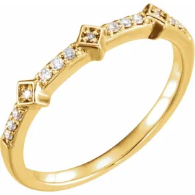14K Yellow 1/10 CTW Diamond Stackable Ring Mother??s Day Complex pattern