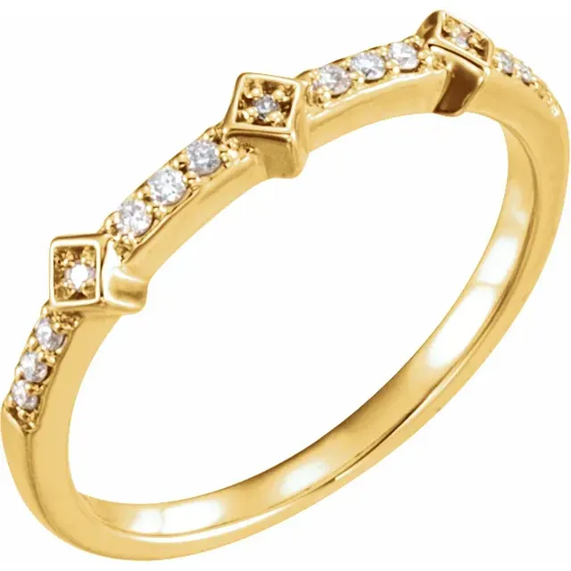 14K Yellow 1/10 CTW Diamond Stackable Ring Mother??s Day Complex pattern