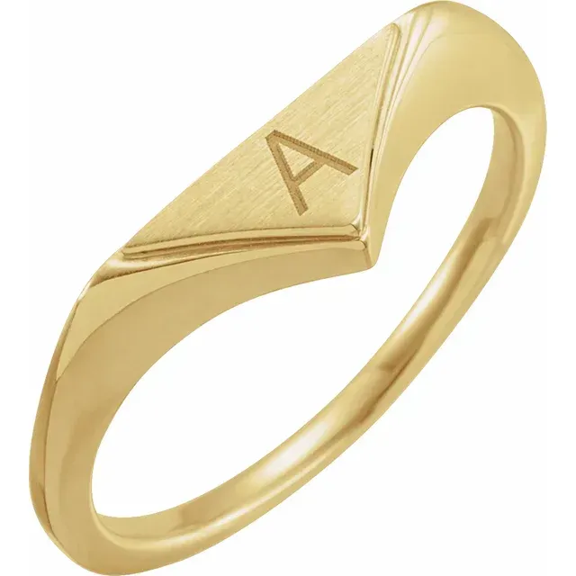 Stretchable Fit 14K Yellow 11.5x6 mm Geometric Signet Ring