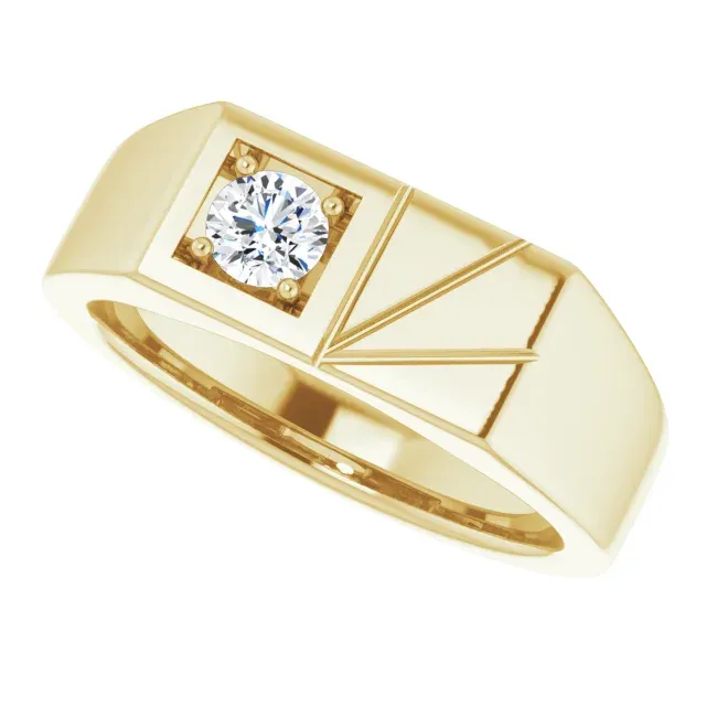 14K Yellow 1/3 CT Diamond Men's Ring Sturdy Ornament