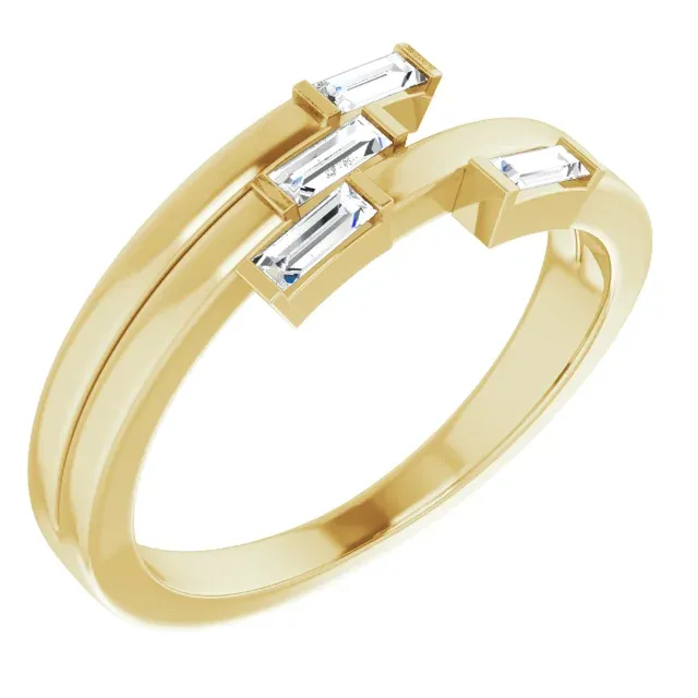 14K Yellow 1/4 CTW Diamond Geometric Ring Beautiful Style