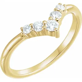 14K Yellow 1/4 CTW Diamond Graduated "V" Ring Professional Grade Elegant Set