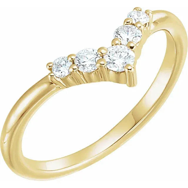 14K Yellow 1/4 CTW Diamond Graduated "V" Ring Professional Grade Elegant Set