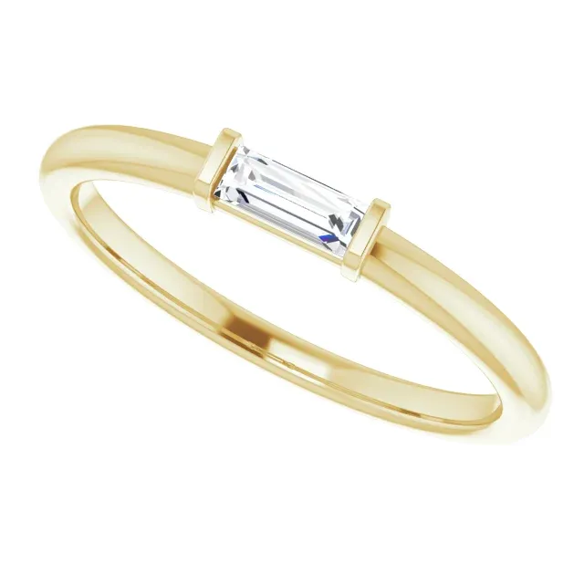 14K Yellow 1/8 CTW Diamond Stackable Ring Lightweight Build