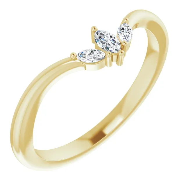 Cherished Moment Modern Embellishment 14K Yellow 1/8 CTW Diamond Three-Stone V Ring