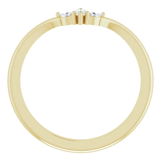 Machine Processed 14K Yellow 1/8 CTW Diamond Three-Stone V Ring