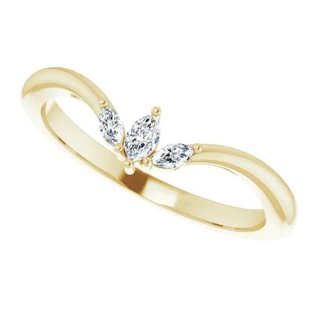 Affordable Accessory Secure Decoration 14K Yellow 1/8 CTW Diamond Three-Stone V Ring