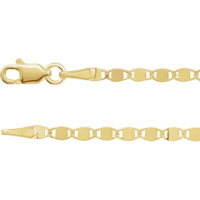 14K Yellow 2.7 mm Mirror Link Chain - 16" Casual Fit