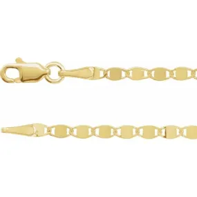 14K Yellow 2.7 mm Mirror Link Chain - 16" Casual Fit